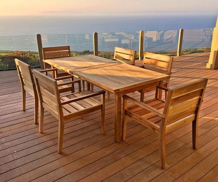 Best And Newest 7 Piece Teak Wood Dining Sets Within Teak 7 Piece Dining Set With Sunbrella Cushions – Iksun Teak Patio (View 7 of 15)