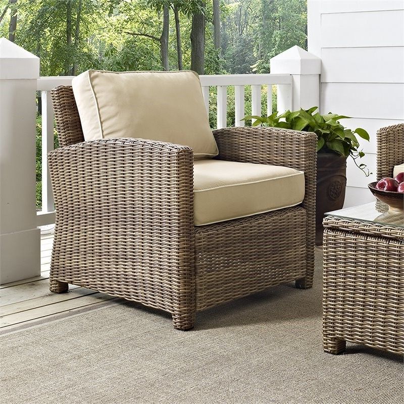 Best And Newest Crosley Bradenton Wicker Patio Chair In Brown And Sand – Ko70023wb Sa Throughout Rattan Wicker Sand Outdoor Seating Sets (View 5 of 15)