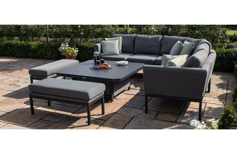 Best And Newest Deluxe Square Patio Dining Sets Throughout Pulse Deluxe Square Corner Dining Set – With Rising Table (View 3 of 15)