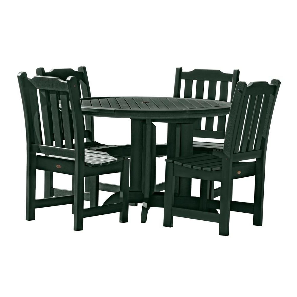 Best And Newest Highwood Lehigh Charleston Green 5 Piece Recycled Plastic Round Outdoor Regarding Green 5 Piece Outdoor Dining Sets (View 6 of 15)