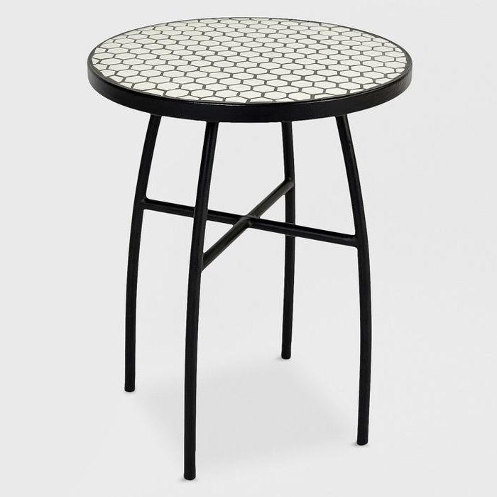 Best And Newest Mosaic Honeycomb Indoor/outdoor Accent Table Black/off White Within Mosaic Black Outdoor Accent Tables (View 11 of 15)