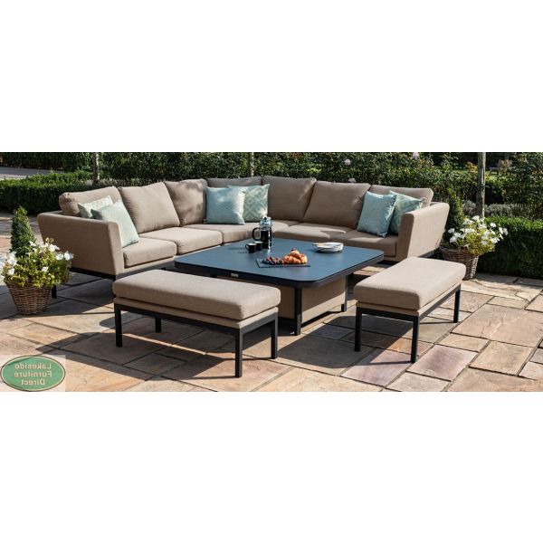 Best And Newest Outdoor Fabric Pulse Deluxe Square Corner Dining Set With Rising Table Throughout Deluxe Square Patio Dining Sets (View 4 of 15)