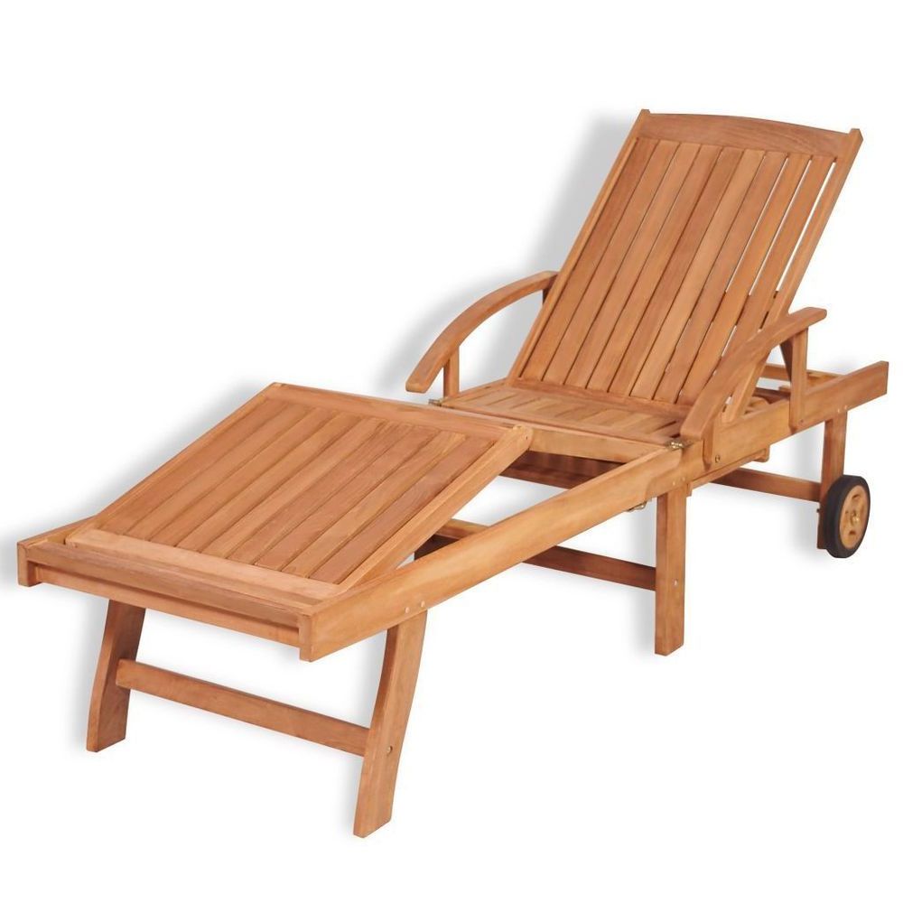 Best And Newest Outdoor Sun Lounger Teak Wood Natural Colour Adjustable Patio Garden Throughout Natural Wood Outdoor Lounger Chairs (View 2 of 15)