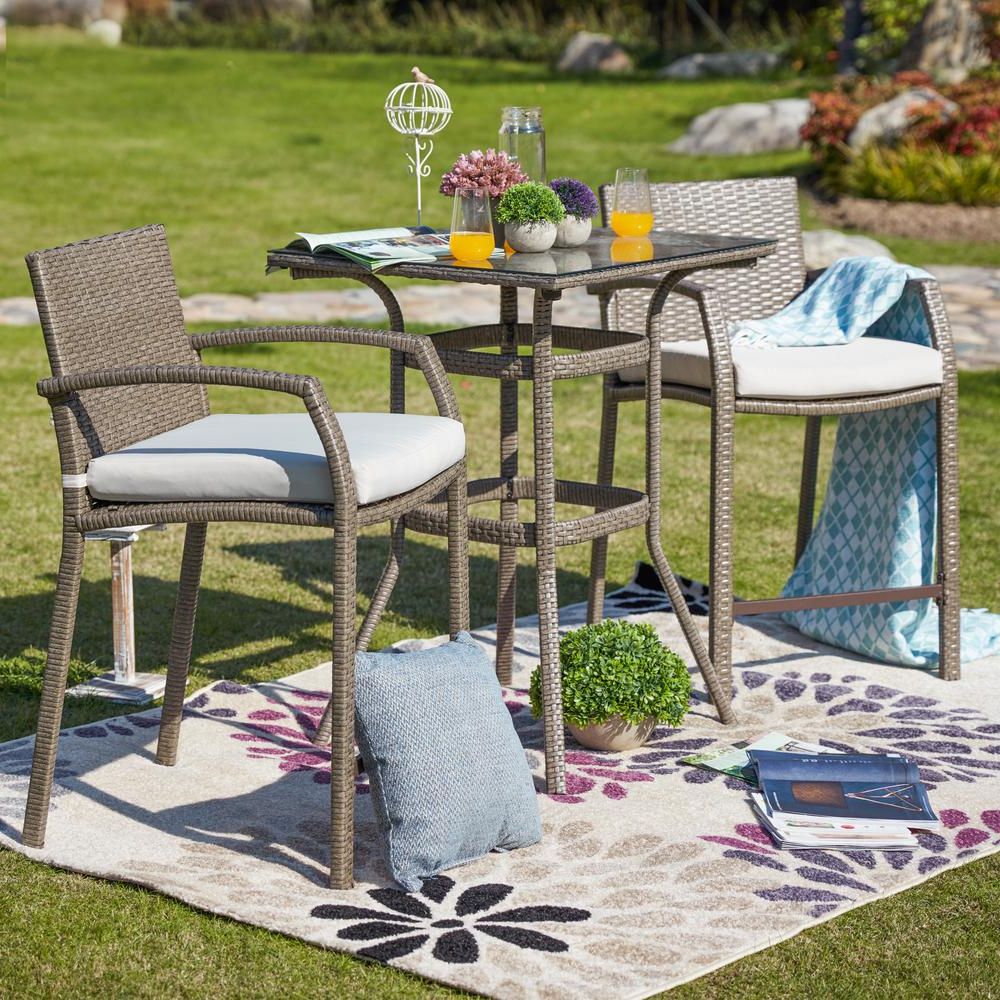 Best And Newest Patio Festival 3 Piece Wicker Outdoor Bar Height Bistro Set With Off In 3 Piece Patio Bistro Sets (View 2 of 15)