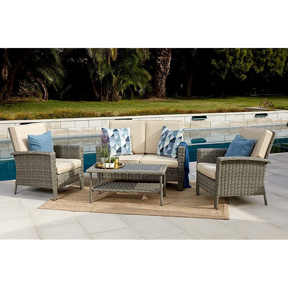Best And Newest Quality Outdoor Living 65 517149b Milton All Weather Wicker 4 Piece Throughout Gray All Weather Outdoor Seating Patio Sets (View 6 of 15)