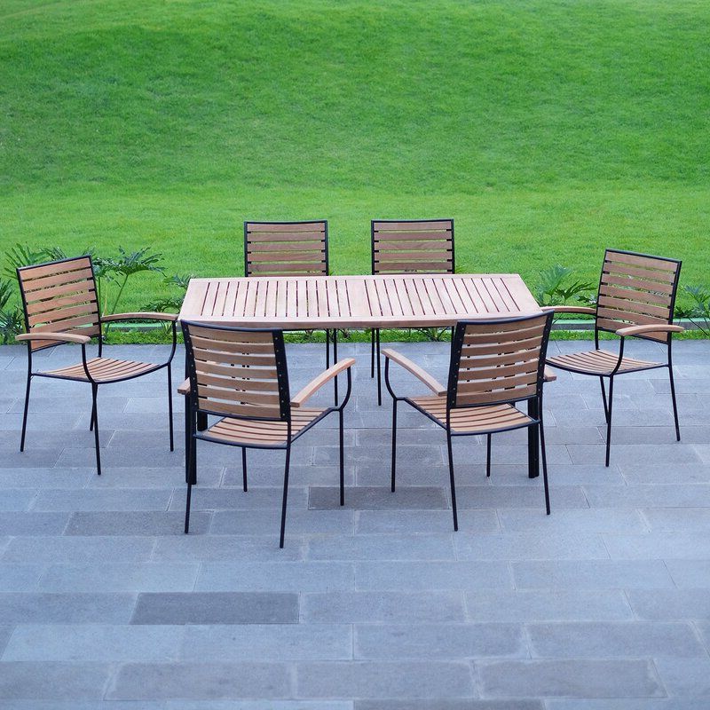 Best And Newest Rosecliff Heights Clary Patio 7 Piece Teak Dining Set (View 8 of 15)