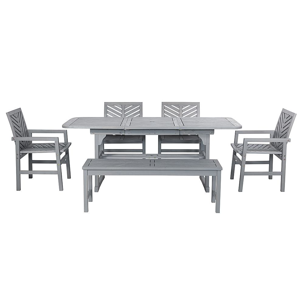 Best Buy: Walker Edison 6 Piece Windsor Extendable Patio Dining Set Inside 2020 Gray Extendable Patio Dining Sets (View 10 of 15)