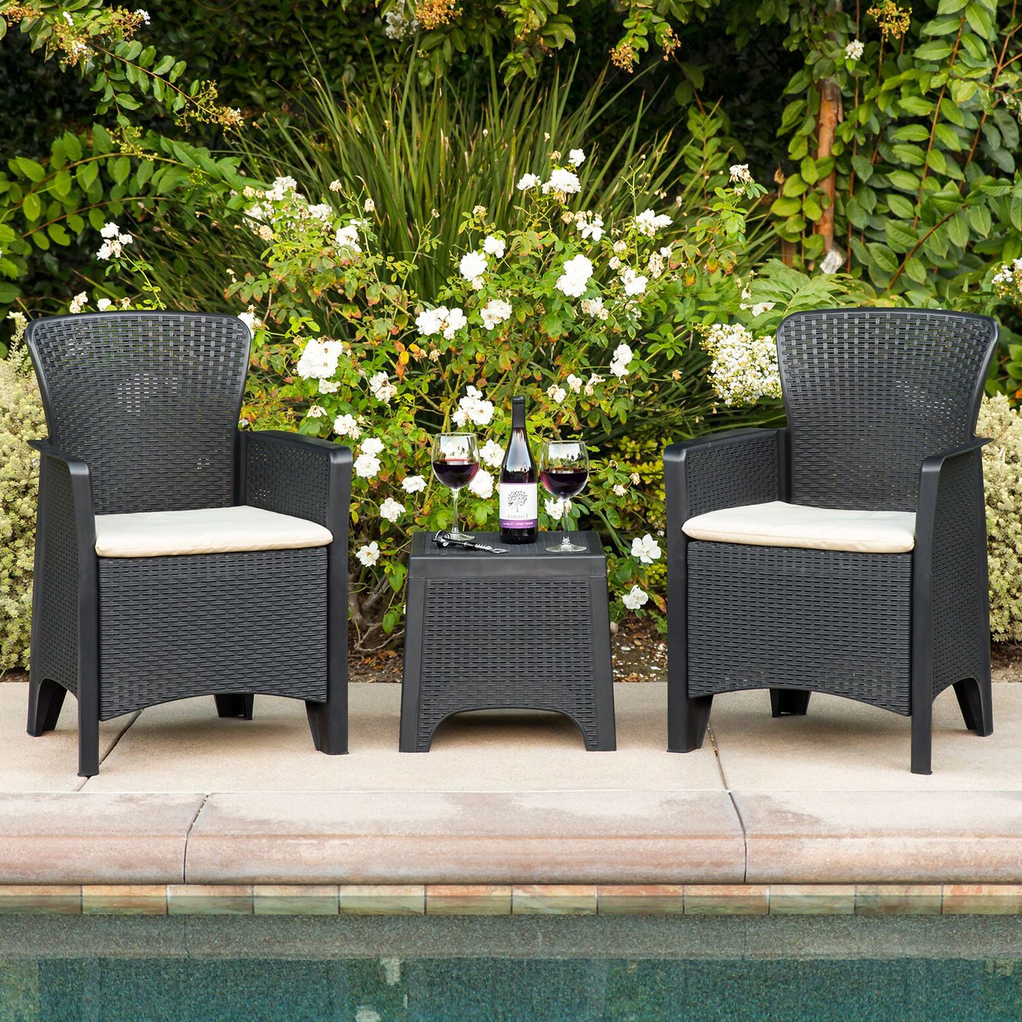 Best Choice Products 3 Piece Weather Resistant Resin Patio Bistro In Popular 3 Piece Patio Bistro Sets (View 14 of 15)