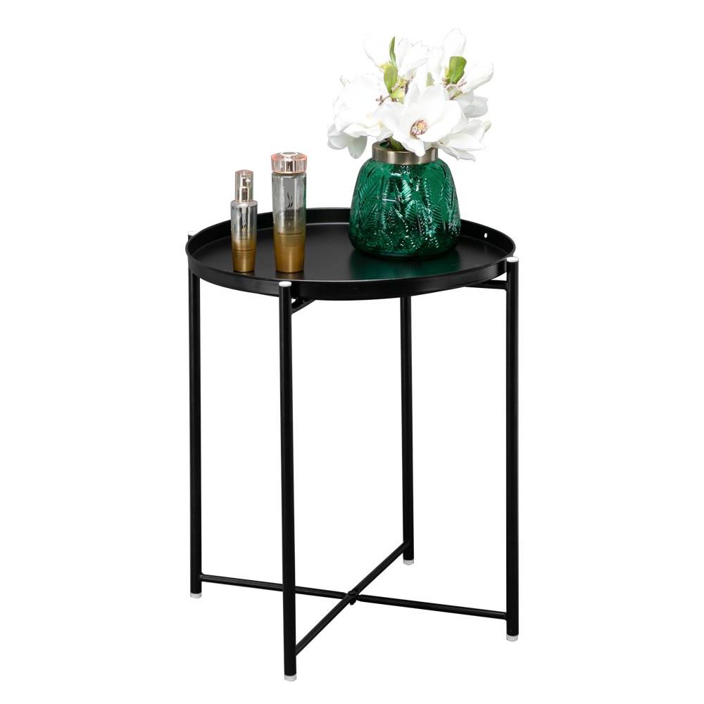 Black Iron Outdoor Accent Tables For Popular Artisasset Round Wrought Iron Portable Folding Side Table Black (View 14 of 15)