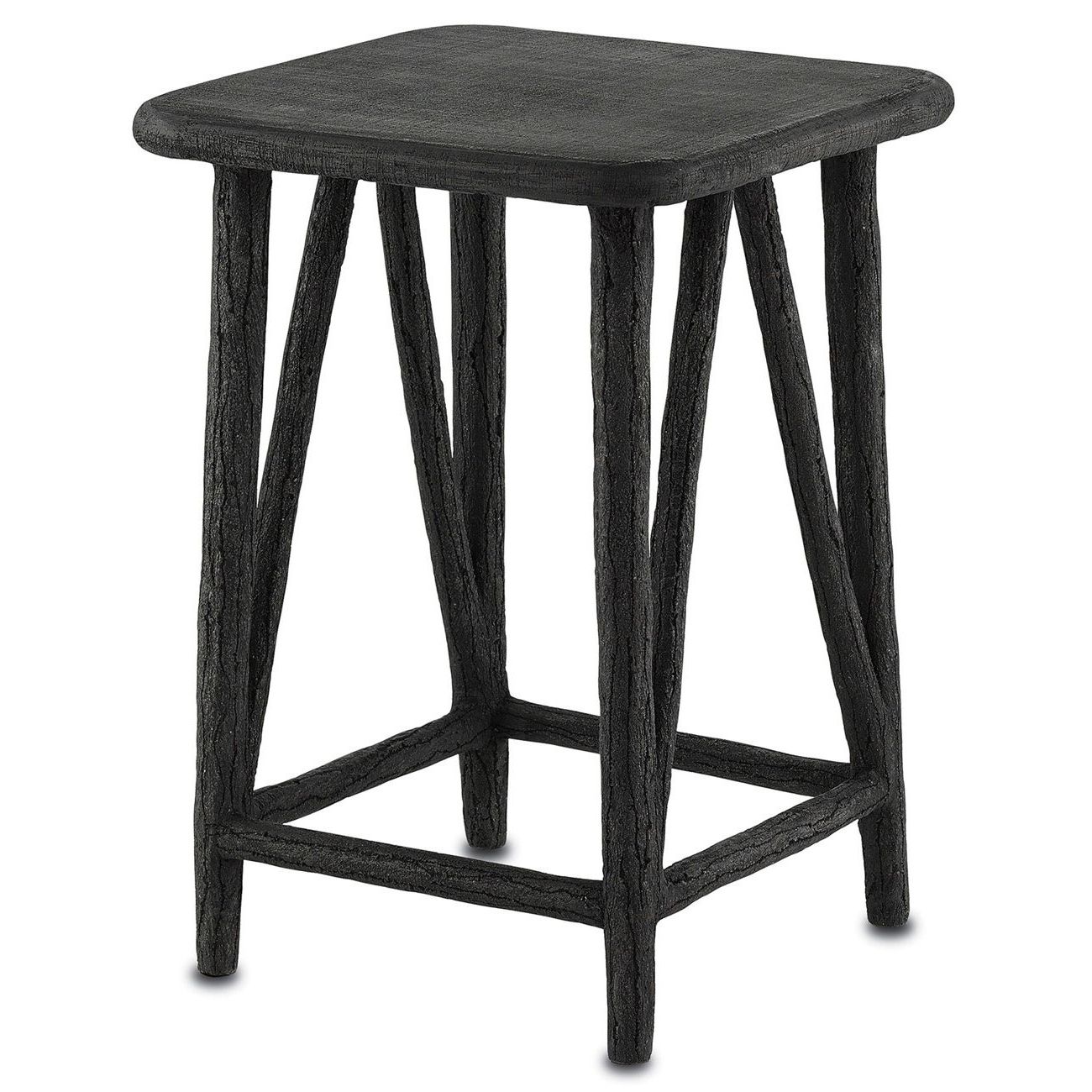 Black Iron Outdoor Accent Tables Throughout 2020 Kathy Kuo Home Naomi Modern Classic Distressed Black Concrete Outdoor (View 4 of 15)