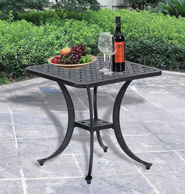 Black Iron Outdoor Accent Tables Throughout Newest Amazon: Black And White Tile Outdoor Table In  (View 12 of 15)