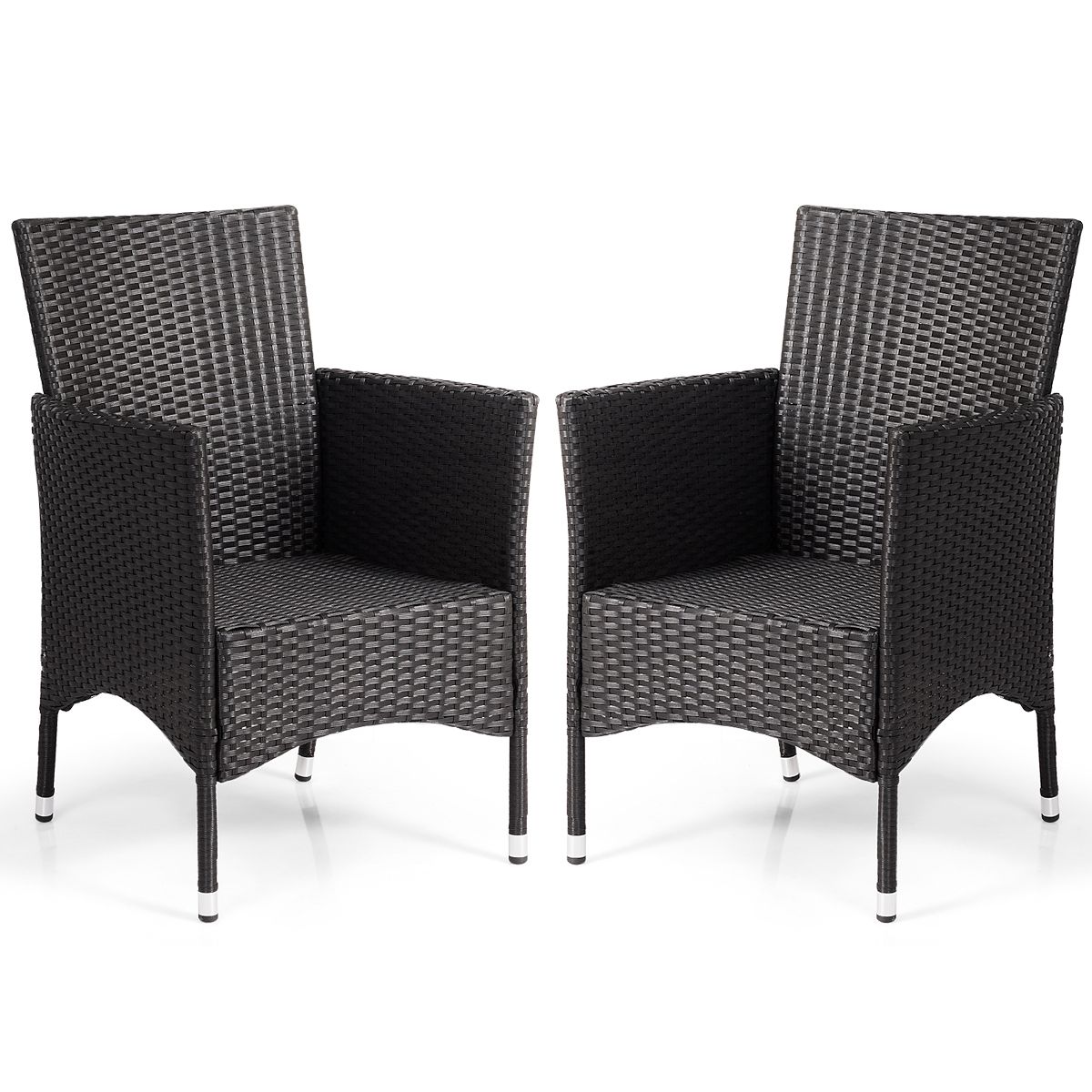 Black Outdoor Dining Chairs With Regard To Well Known Giantex 2pc Patio Rattan Wicker Dining Chairs Set With Cushions Black (View 9 of 15)