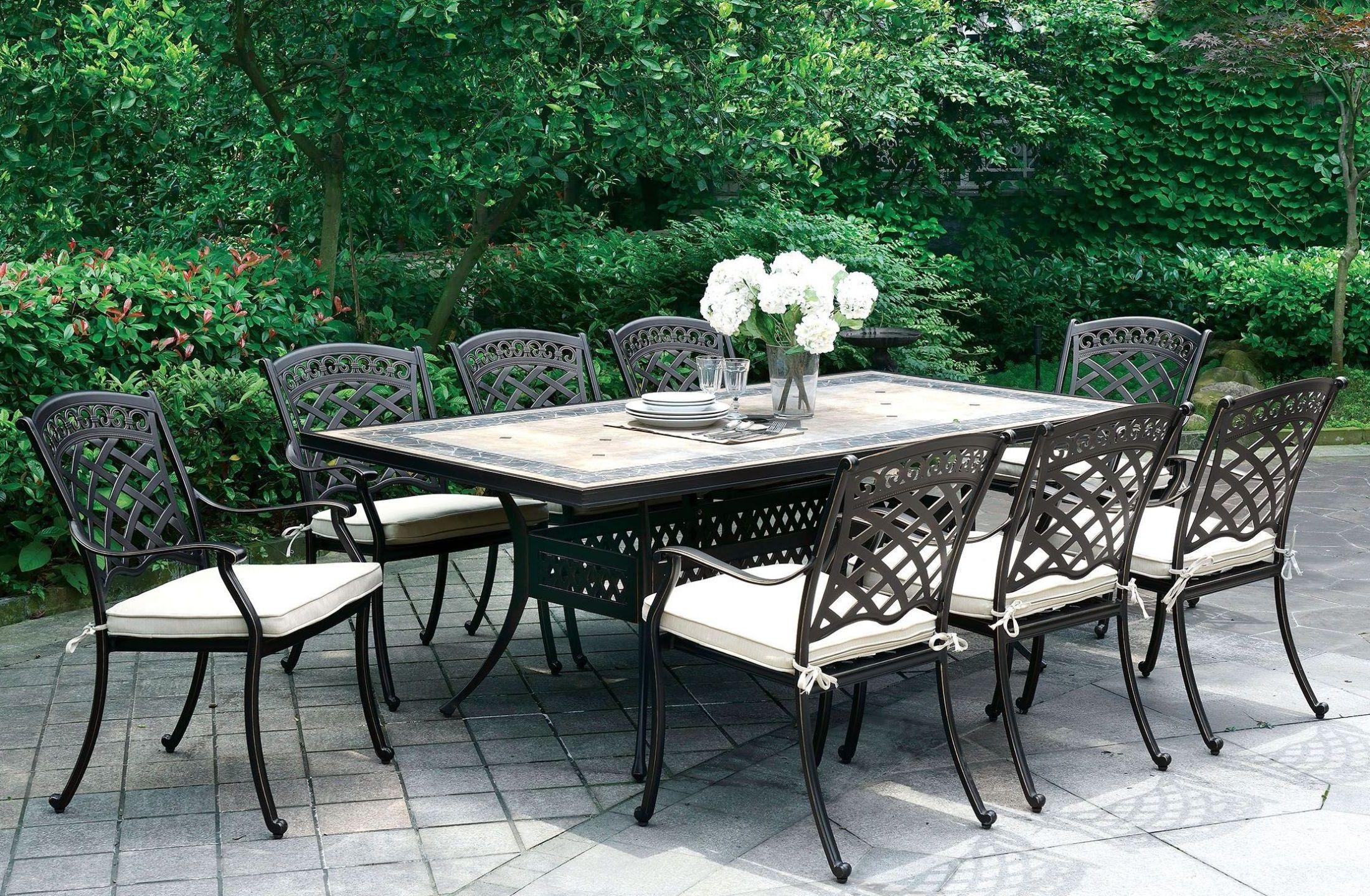 Black Outdoor Dining Modern Chairs Sets Intended For Most Current Charissa Antique Black Patio Dining Room Set From Furniture Of America (View 11 of 15)
