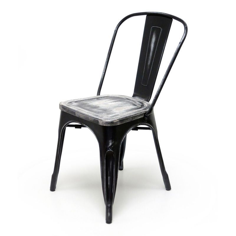 Black Outdoor Modern Chairs Sets Intended For Most Current Bastille Cafe Stacking Chair (antique Black / Wood Seat) (with Images (View 13 of 15)