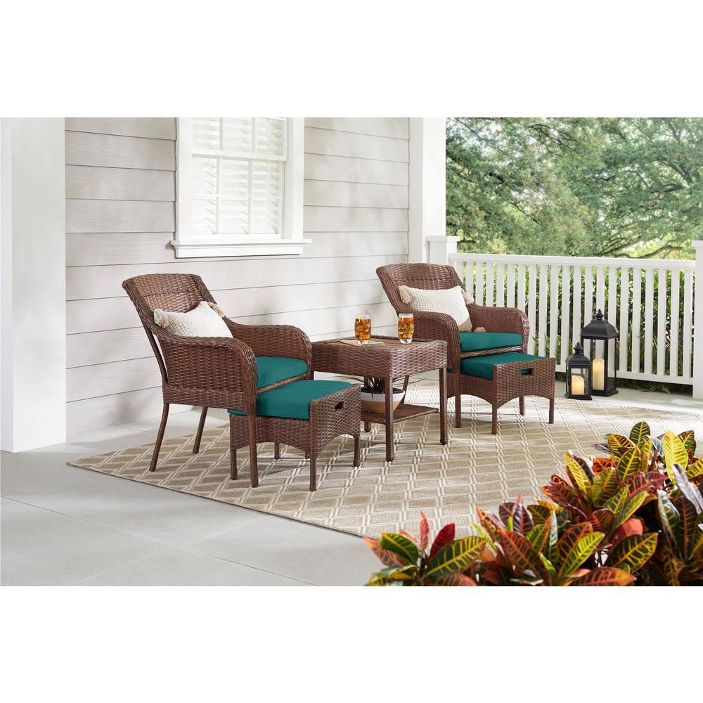 Brown Patio Conversation Sets With Cushions Throughout Most Popular Hampton Bay Cambridge 5 Piece Brown Wicker Outdoor Patio Conversation (View 3 of 15)