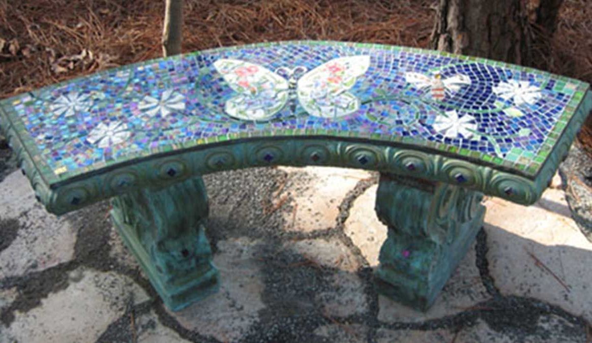 Butterflies And Dragonflies Mosaic Memorial Benches – Water's End Throughout Well Liked Dragonfly Mosaic Outdoor Accent Tables (View 5 of 15)