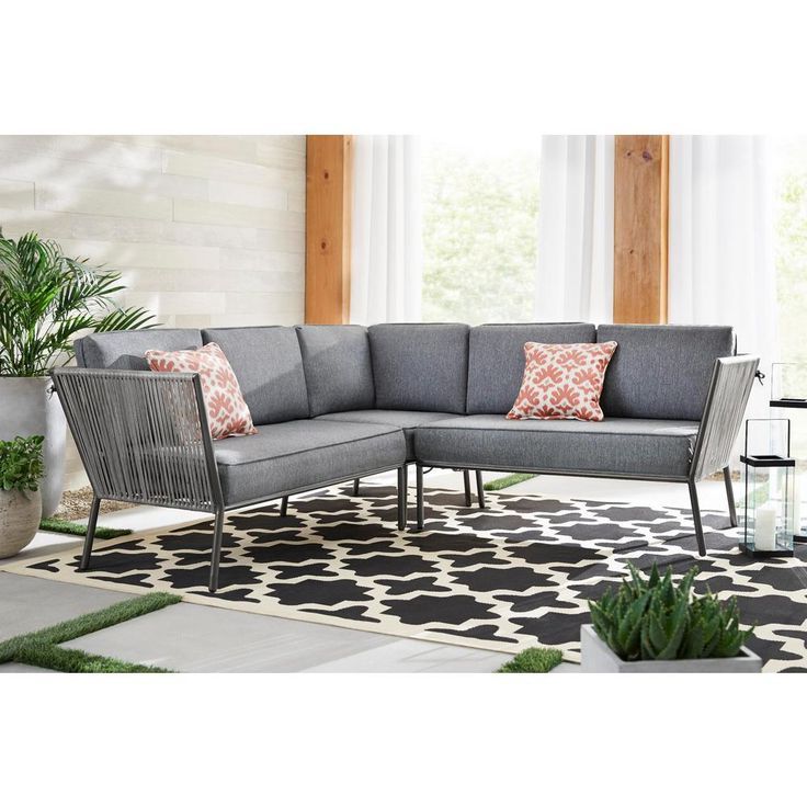 Charcoal Outdoor Conversation Seating Sets With Regard To Most Recently Released Hampton Bay Tolston 3 Piece Wicker Outdoor Patio Sectional Set With (View 13 of 15)