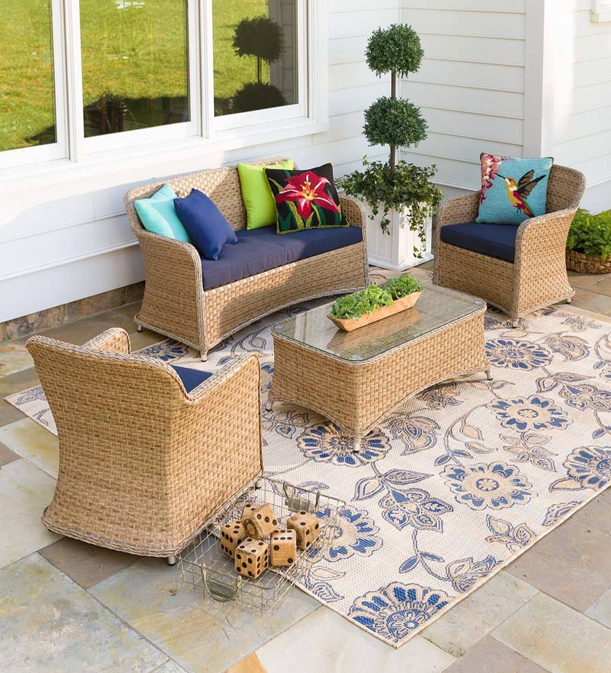 Chesapeake Wicker Outdoor Furniture Seating Set – Natural (View 13 of 15)