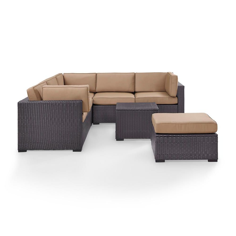 Crosley Biscayne 5 Piece Wicker Patio Conversation Set With Mocha Within Current Mocha Fabric Outdoor Wicker Armchair Sets (View 15 of 15)