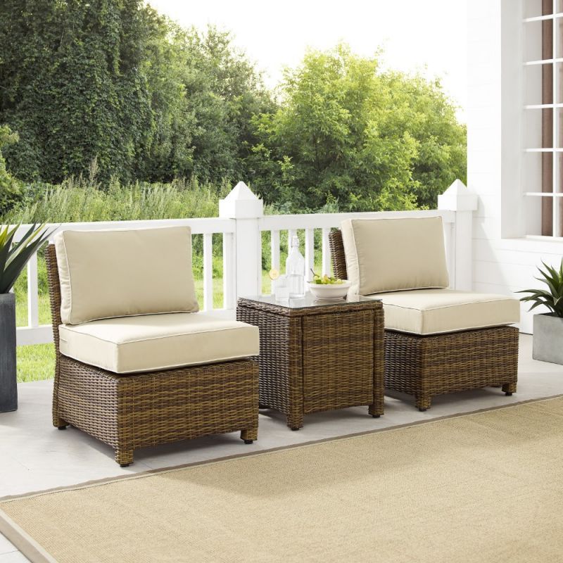 Crosley Furniture – Bradenton 3pc Outdoor Wicker Chair Set Sand With Regard To Well Known Rattan Wicker Sand Outdoor Seating Sets (View 7 of 15)