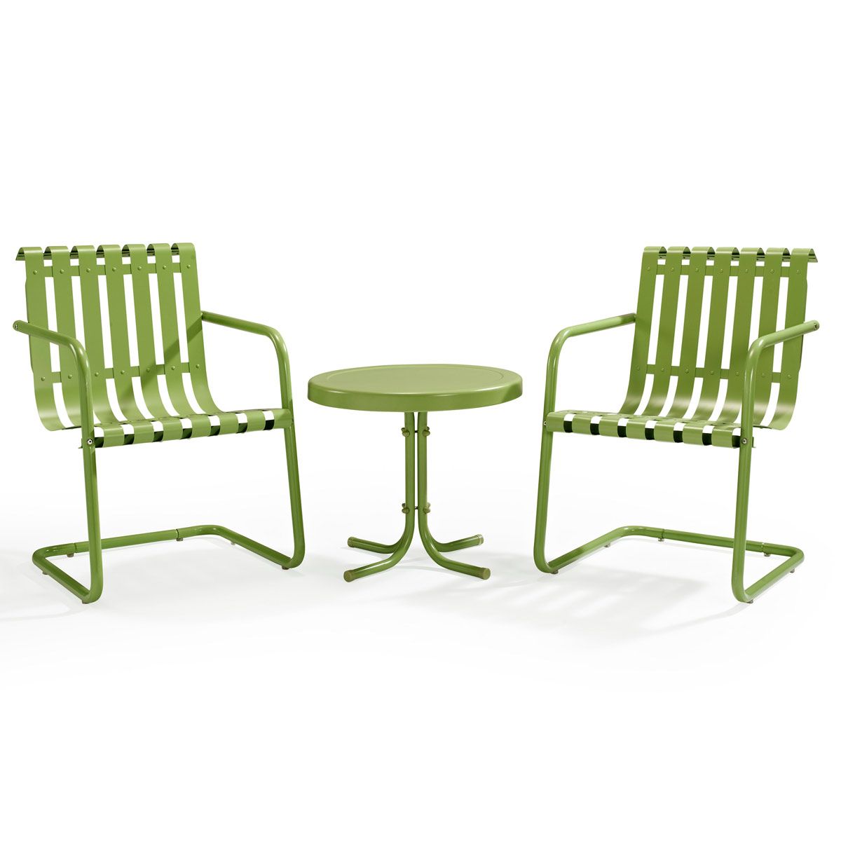 Crosley Gracie 3 Piece Metal Outdoor Conversation Seating Set – 2 Pertaining To Most Recent Green Steel Indoor Outdoor Armchair Sets (View 5 of 15)
