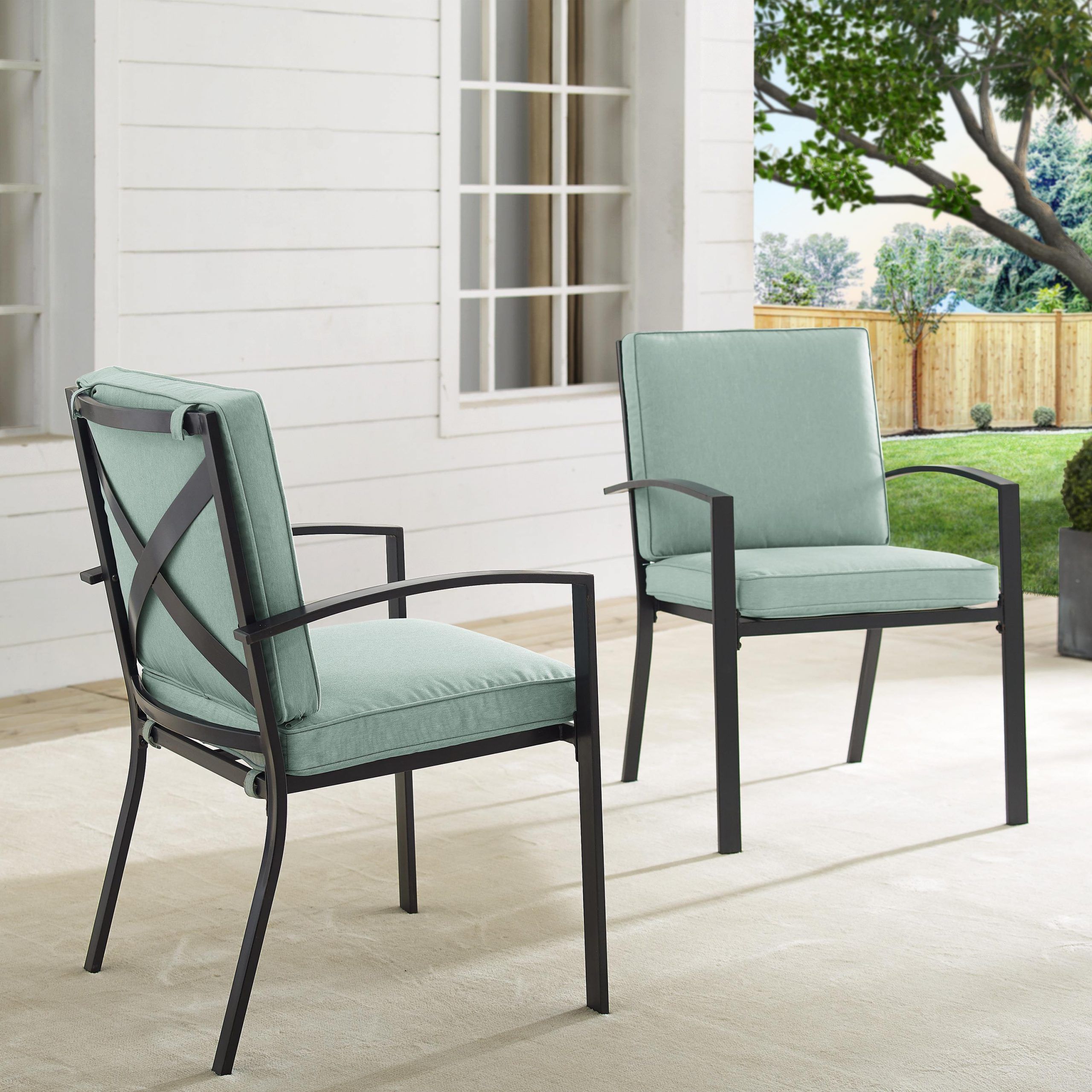 Crosley Kaplan 2pc Outdoor Dining Chair Set Mist/oil Rubbed Bronze – 2 Throughout Most Current Mist Fabric Outdoor Patio Sets (View 1 of 15)