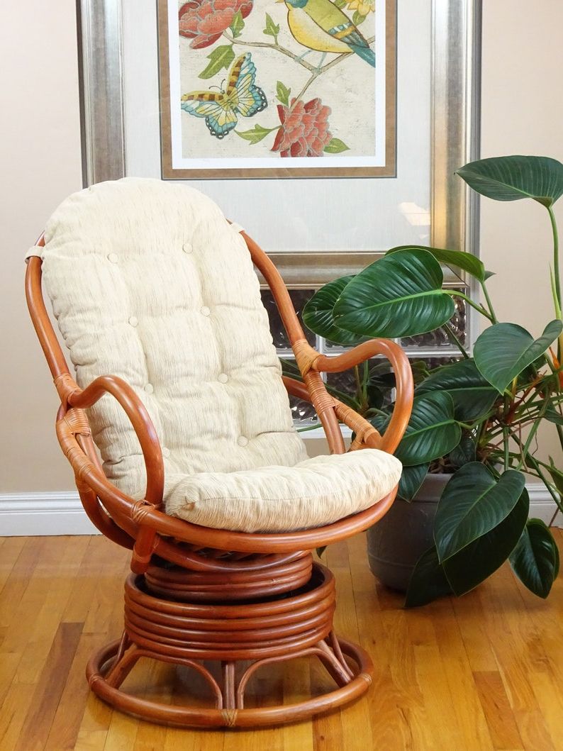 Current Dark Natural Rocking Chairs With Java Lounge Swivel Rocking Chair Rattan Wicker Handmade W/ (View 4 of 15)
