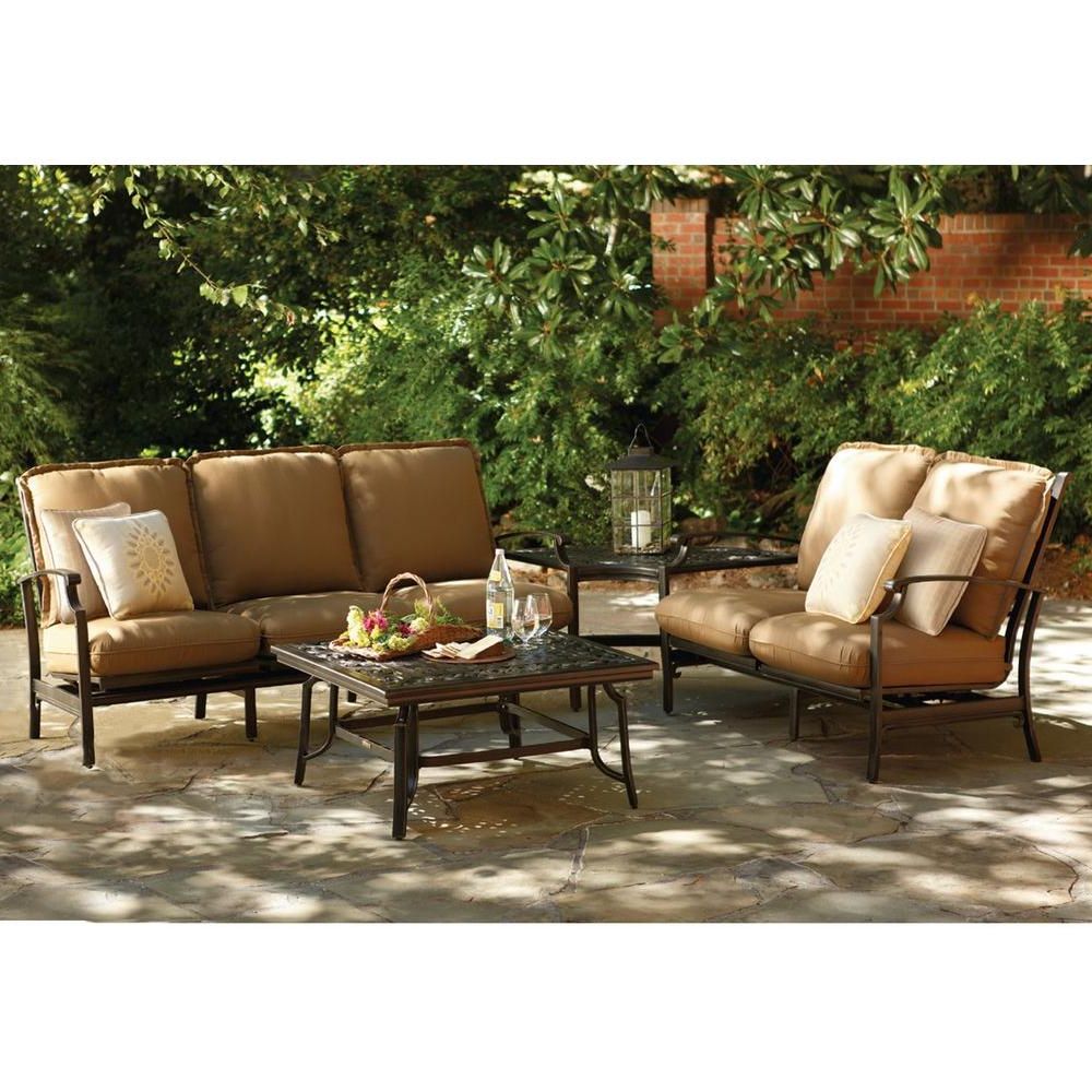 Current Thomasville Messina 4 Piece Patio Sectional Seating Set With Cocoa With Regard To 4 Piece Outdoor Sectional Patio Sets (View 10 of 15)