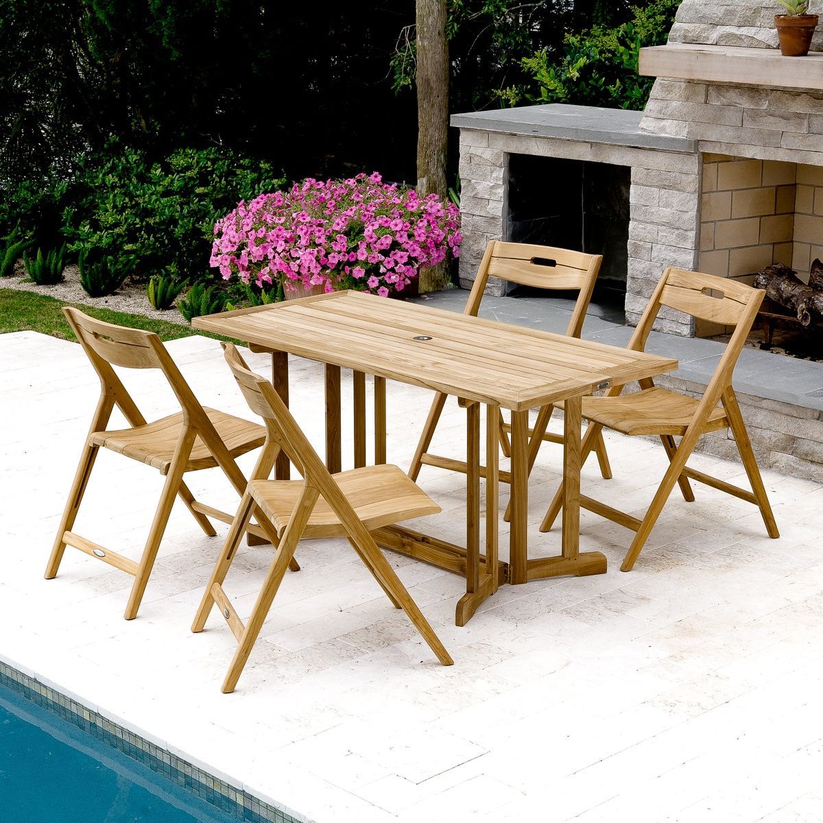 Discount Inside Most Up To Date Teak Outdoor Folding Chairs Sets (View 5 of 15)