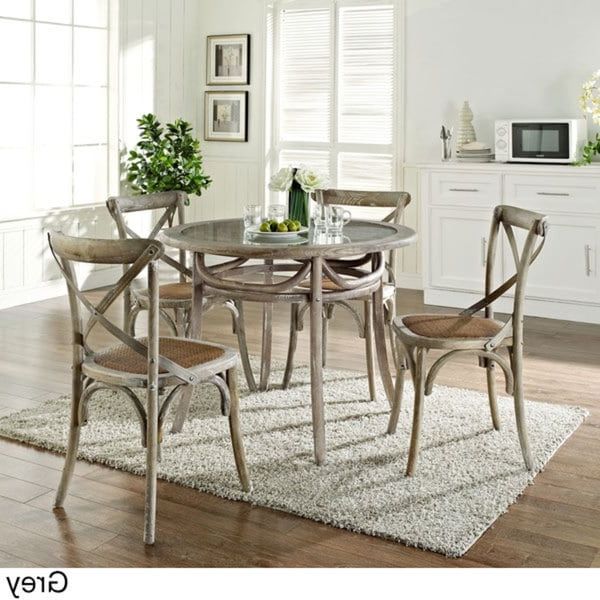 Distressed Gray Wicker Patio Dining Sets For Most Up To Date Gear Rustic Grey Country Wooden Chair And Table Dining Set – Overstock (View 11 of 15)