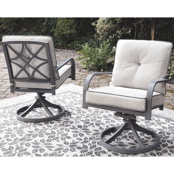 Donnalee Bay Outdoor Dark Gray Swivel Lounge Chair (set Of 2 With 2019 Dark Gray Fabric Outdoor Patio Bar Chairs Sets (View 13 of 15)