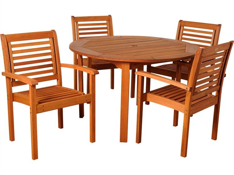 Eucalyptus Round Dining Sets With Regard To Most Recently Released International Home Miami Amazonia Eucalyptus Round Five Piece Milano (View 7 of 15)