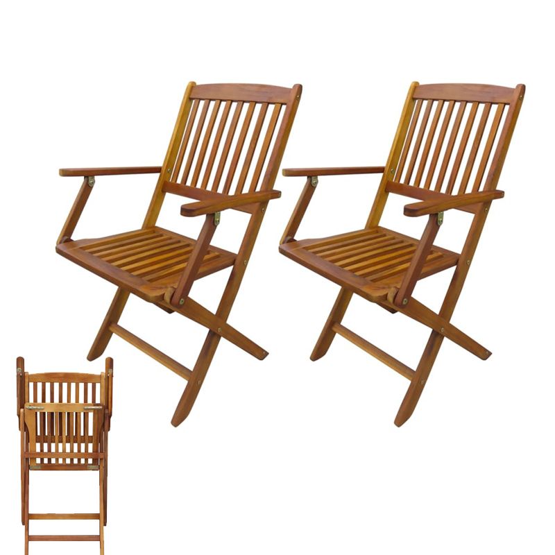 Eucalyptus Stackable Patio Chairs With Famous Folding Garden Chairs 2 Pcs Solid Eucalyptus Wood Patio Outdoor Home (View 15 of 15)