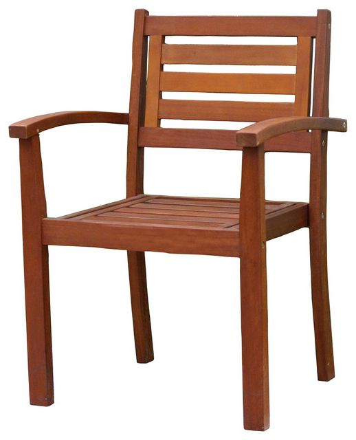Eucalyptus Stacking Arm Chair – Traditional – Outdoor Dining Chairs Intended For Most Recent Eucalyptus Stackable Patio Chairs (View 5 of 15)