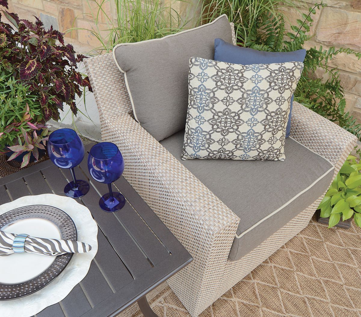 Fabric Outdoor Patio Sets Throughout Current Calming Outdoor Space Www (View 13 of 15)