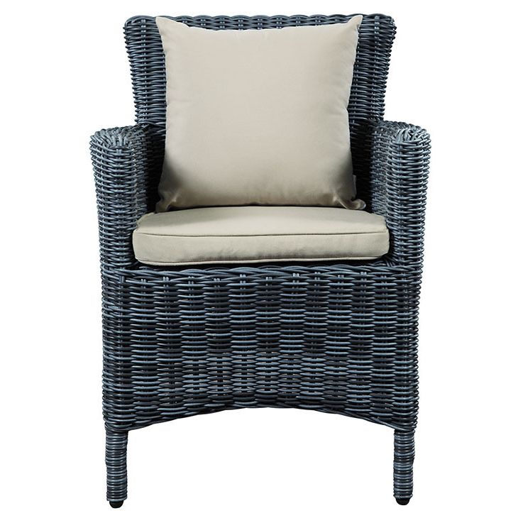 Fabric Outdoor Wicker Armchairs Intended For Best And Newest Summon Grey Rattan Patio Arm Chair With Beige Fabric Cushionmodway (View 6 of 15)
