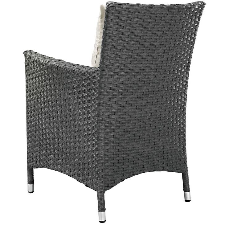 Fabric Outdoor Wicker Armchairs Regarding Fashionable Sojourn 4 Rattan Patio Arm Chairs With Beige Fabric Cushionmodway (View 7 of 15)