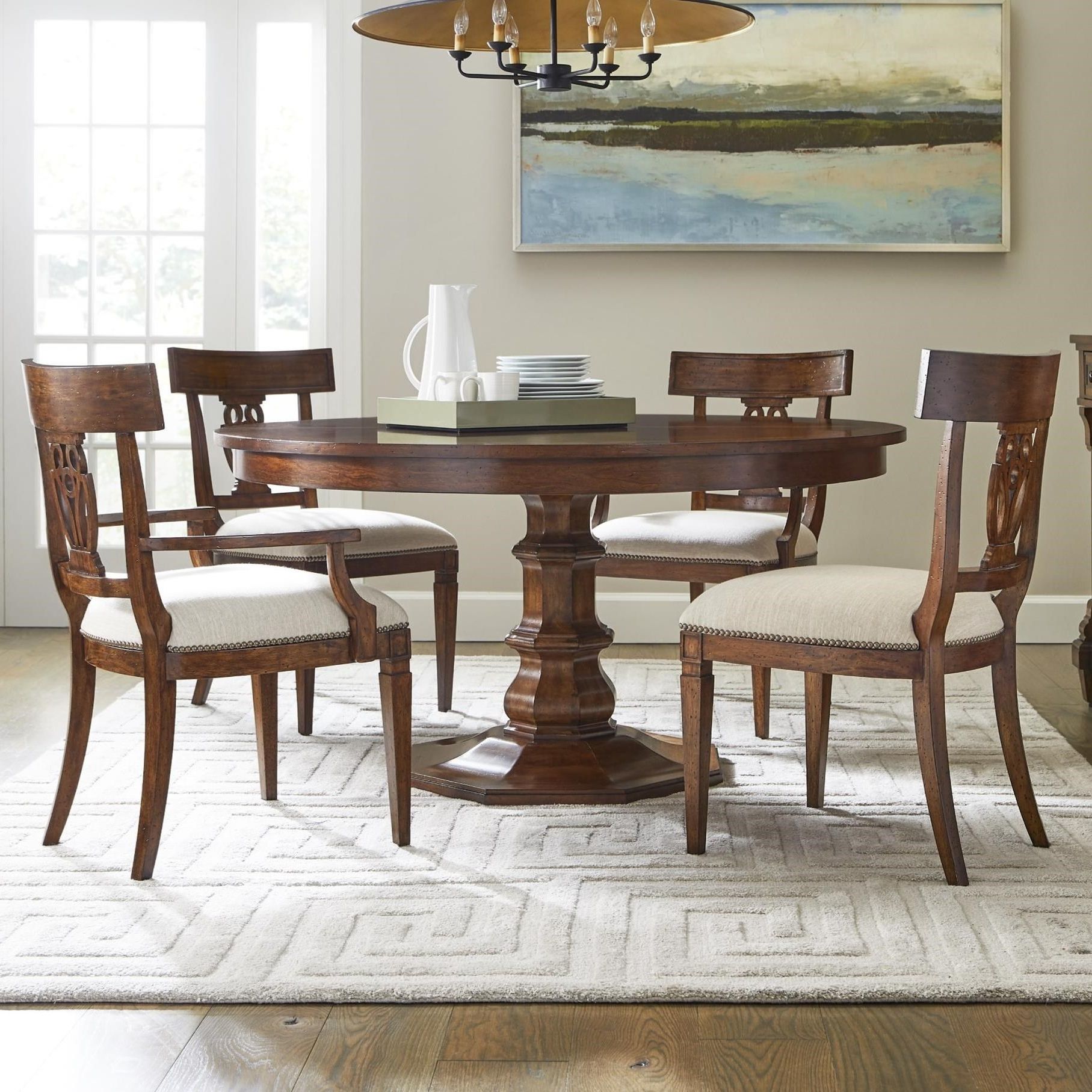 Famous 5 Piece Round Dining Sets Throughout Stanley Furniture Old Town 5 Piece 54 Inch Round Dining Table Set (View 4 of 15)