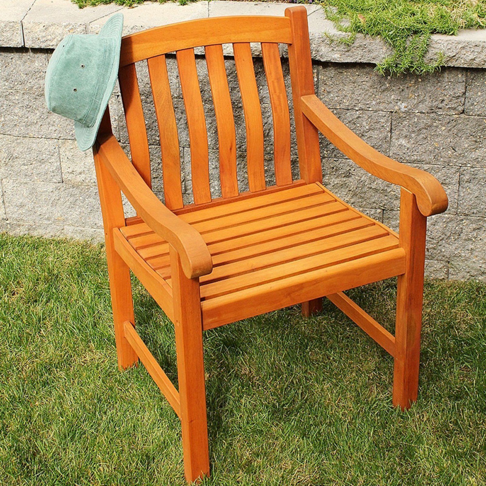 Famous Achla Eucalyptus Wood Patio Dining Arm Chair – Walmart – Walmart With Regard To Natural Wood Outdoor Chairs (View 1 of 15)