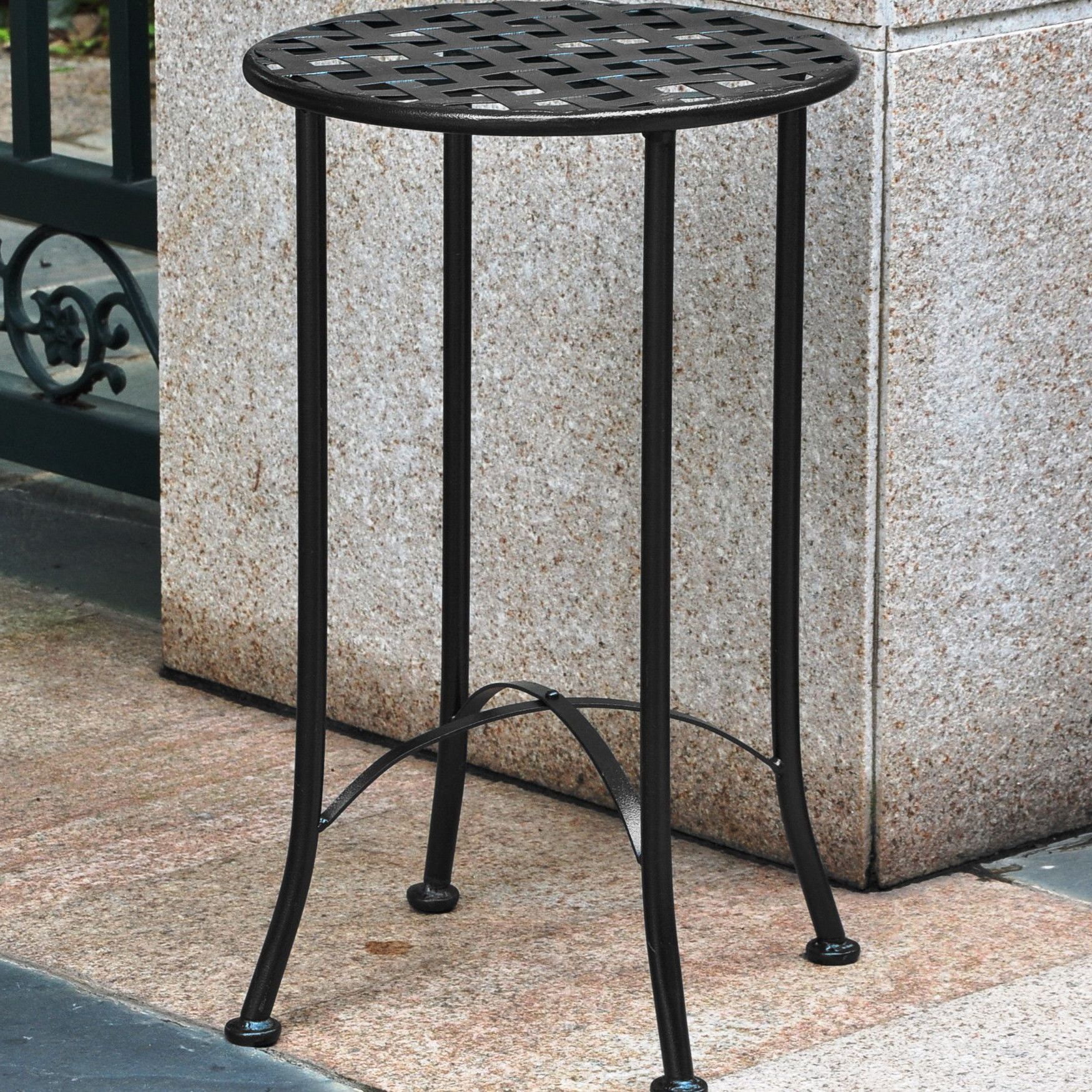 Famous Black Iron Outdoor Accent Tables Inside International Caravan Mandalay Inch Iron Patio Side Table Wrought (View 9 of 15)