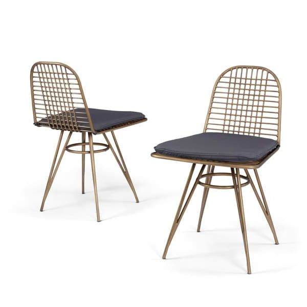 Famous Brushed Aluminum Outdoor Armchair Sets With Regard To Shop Panama Outdoor Brushed Brass Pair Of Wire Frame Chairs – On Sale (View 13 of 15)