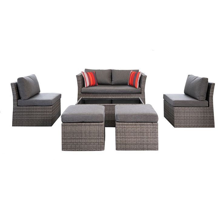 Famous Charcoal Outdoor Conversation Seating Sets In Hampton Bay Napa 6 Piece Woven Steel Patio Conversation Set With Grey (View 14 of 15)