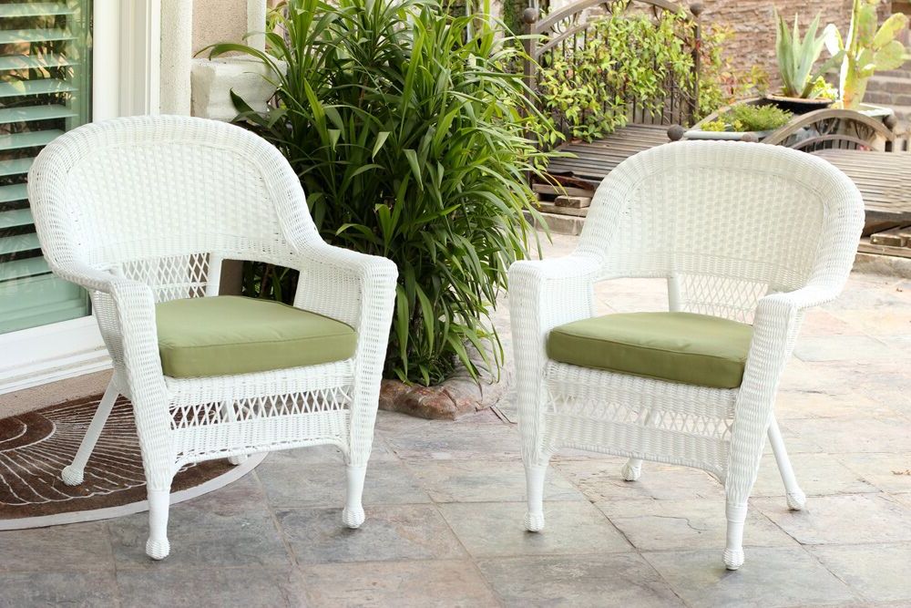 Famous Green Rattan Outdoor Rocking Chair Sets For Set Of 4 White Resin Wicker Outdoor Patio Garden Chairs – Celery Green (View 7 of 15)