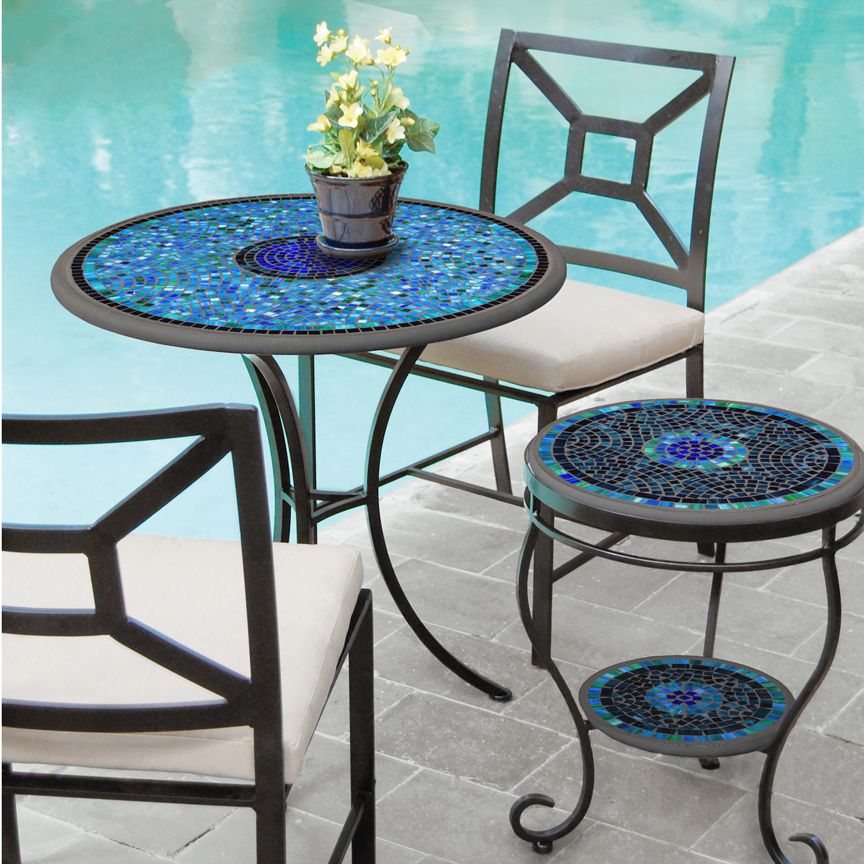 Famous Knf Designs Iron & Mosaic Patio Table – 30" – Iron Accents In Mosaic Black Iron Outdoor Accent Tables (View 13 of 15)