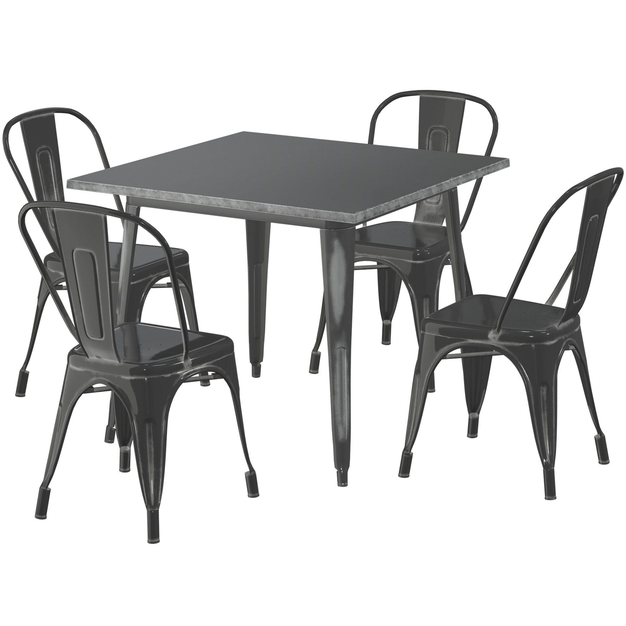 Famous Lancaster Table & Seating Alloy Series 36" X 36" Square Distressed In Black Medium Rectangle Patio Dining Sets (View 3 of 15)