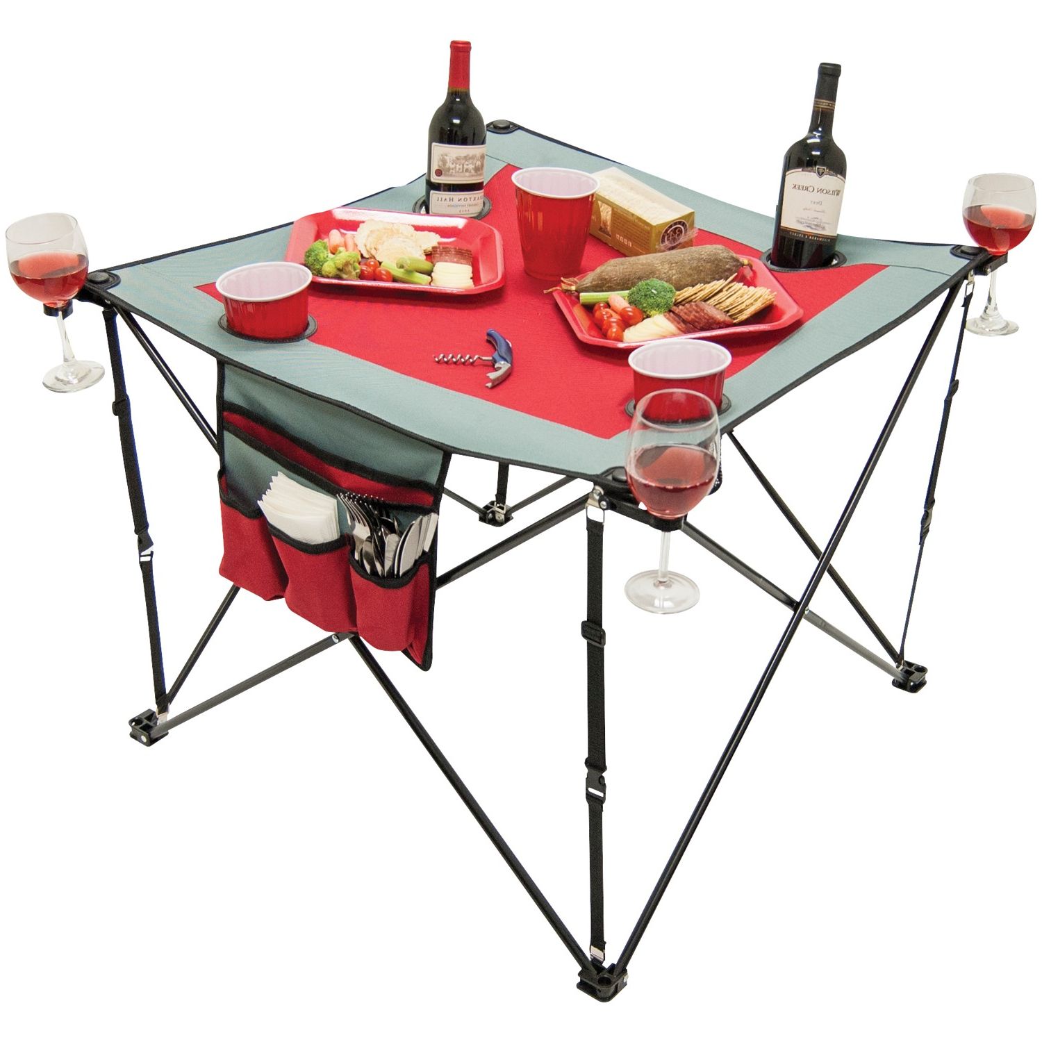 Famous Outdoor Chair With Wine Holder In Creative Outdoor Distributor 820111 Folding Wine Table With Cup Holders (View 9 of 15)