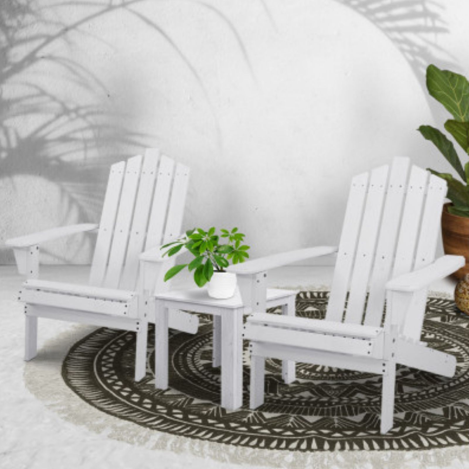 Famous White Wood Soutdoor Seating Sets In White Adirondack Cape Cod Outdoor Wooden Chairs Pair Side Table 3pc Set (View 5 of 15)