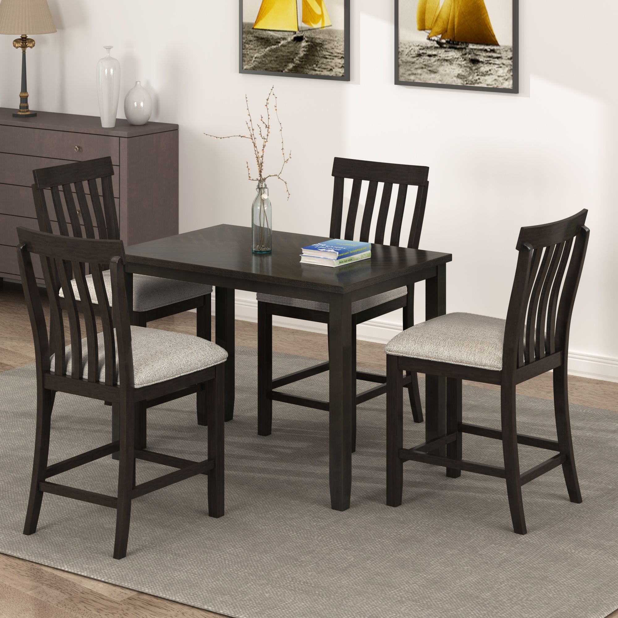Famous Wood Bistro Table And Chairs Sets Regarding Breakfast Nook Table Set, Amway Contemporary Counter Height Dining (View 1 of 15)