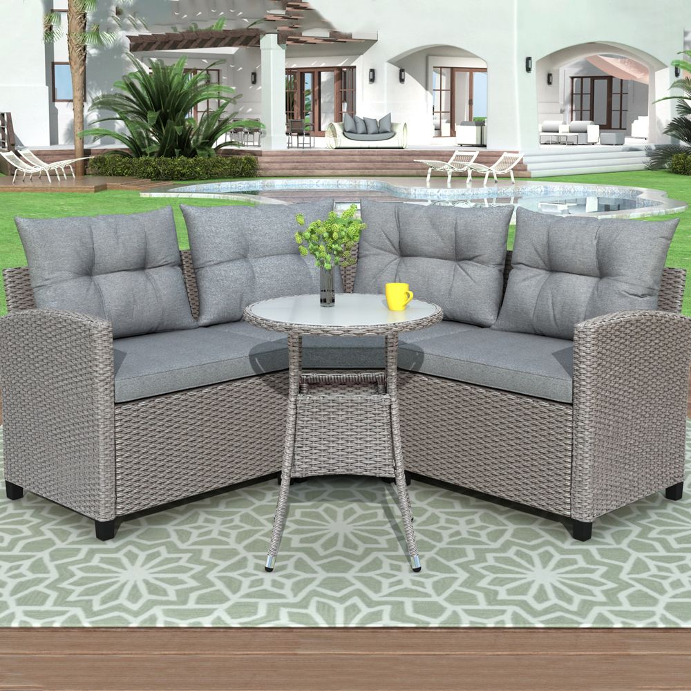 Fashionable 4 Piece Outdoor Wicker Seating Sets Intended For Outdoor Conversation Setclearance, 4 Piece Gray Wicker Patio Furniture (View 12 of 15)