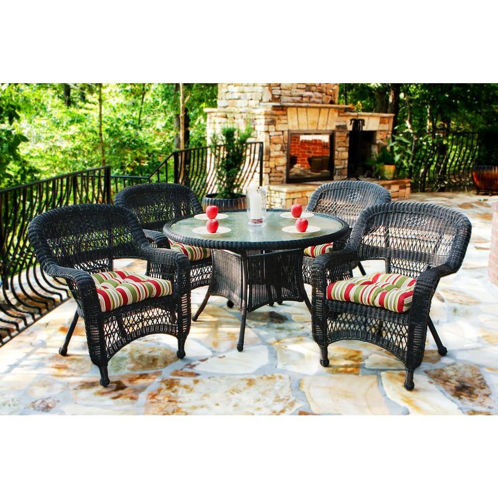 Fashionable 5 Piece 5 Seat Outdoor Patio Sets Pertaining To Tortuga Outdoor Portside Dark Roast 5 Piece Wicker Outdoor Dining Set (View 15 of 15)